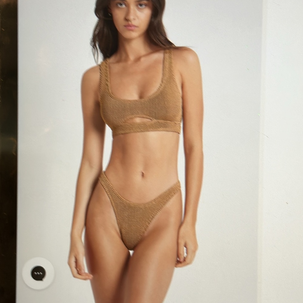 Bond eye Sasha crop and scene brief set in bronze lurex